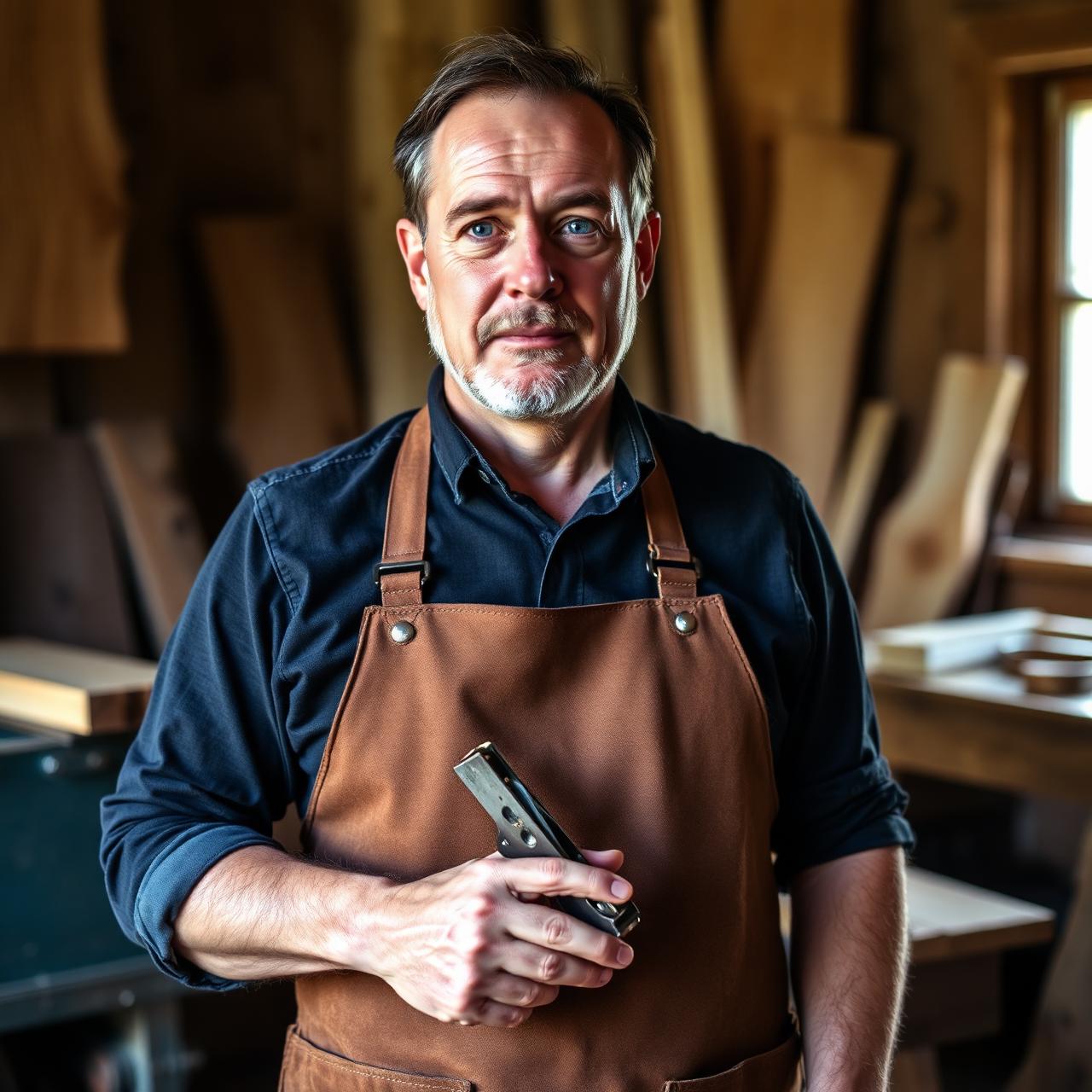 Franck Delbarre, ébéniste artisan dans son atelier à Roubaix